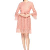 Peach Women Fit and Flare Lace Fabric Dress From Swadeshi Zone